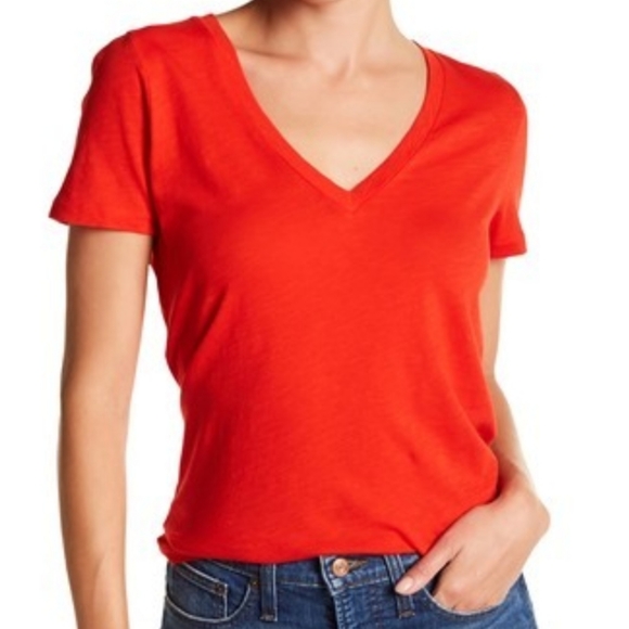 Nwt J Crew Vintage Cotton Red Vneck Tee 